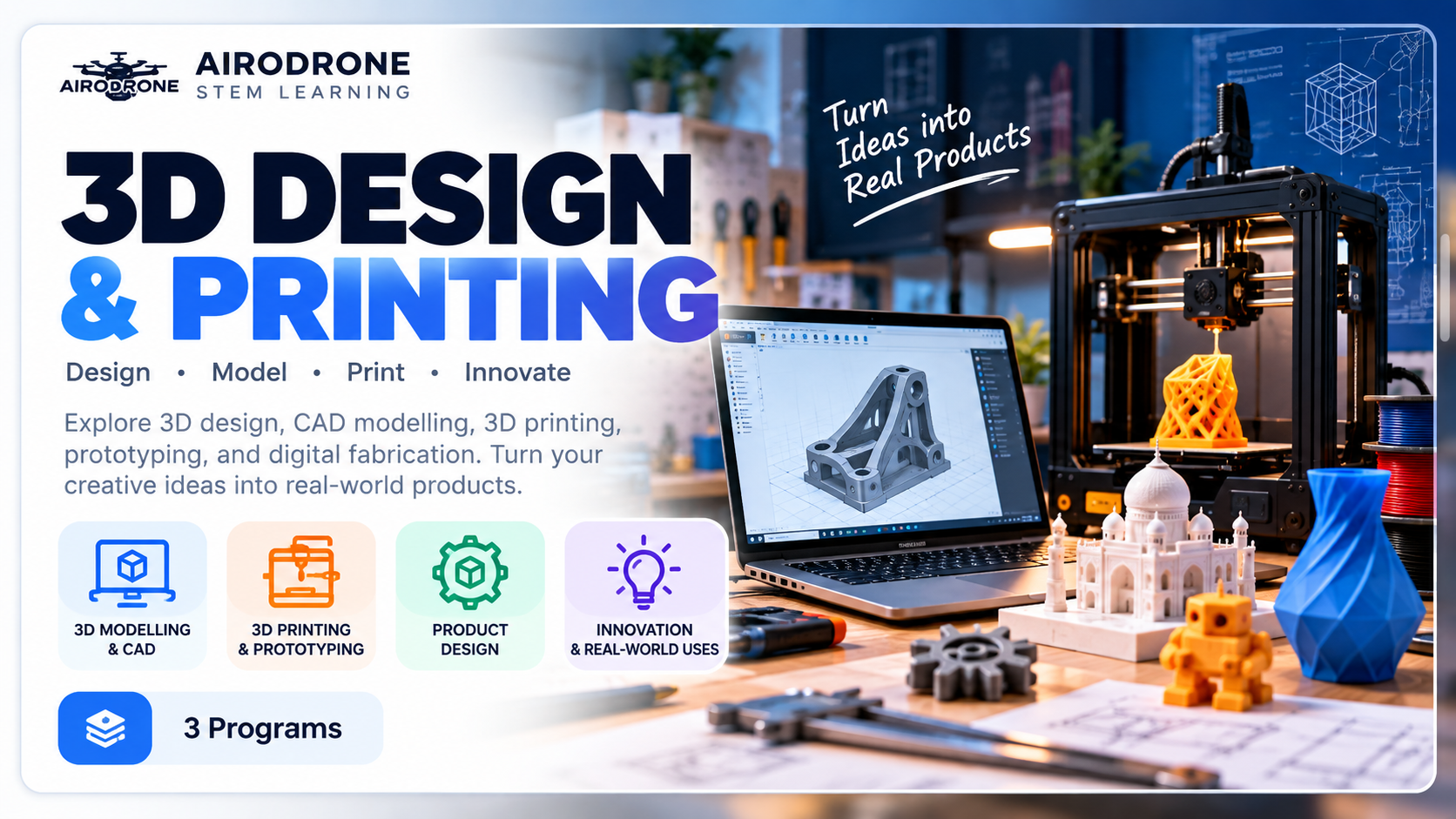 3D Design & Printing program illustration